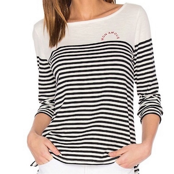 SOFT JOIE Striped 3/4 Sleeve ‘Mi Amour’ Top SZ XS sailor core - Picture 1 of 8